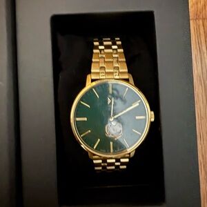 MVMT Men's Watch with Gold Band and Green Dial